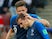 Olivier Giroud congratulates Antoine Griezmann after his penalty goal during the World Cup final between France and Croatia on July 15, 2018