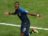 Paul Pogba scores Les Bleus' third during the World Cup final between France and Croatia on July 15, 2018