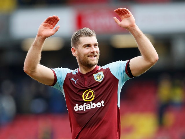 Burnley's Sam Vokes celebrates after the match against Watford on April 7, 2018 