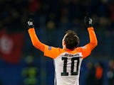 Shakhtar Donetsk winger Bernard in action during a Champions League clash with Manchester City in December 2017