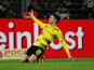Christian Pulisic celebrates scoring for Borussia Dortmund on December 16, 2017