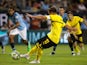 Mario Gotze scores a penalty during the pre-season friendly between Manchester City and Borussia Dortmund on July 20, 2018