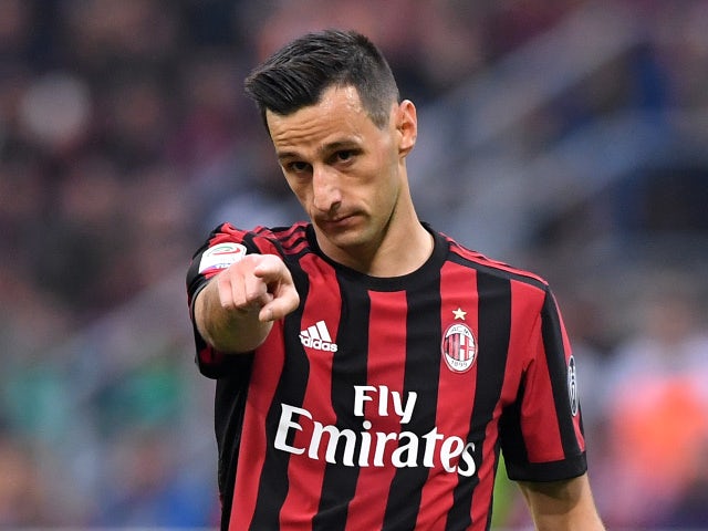 AC Milan's Nikola Kalinic gestures on October 1, 2017