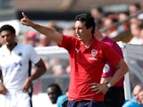 Arsenal manager Unai Emery gives orders from the touchline during a pre-season match in July 2018