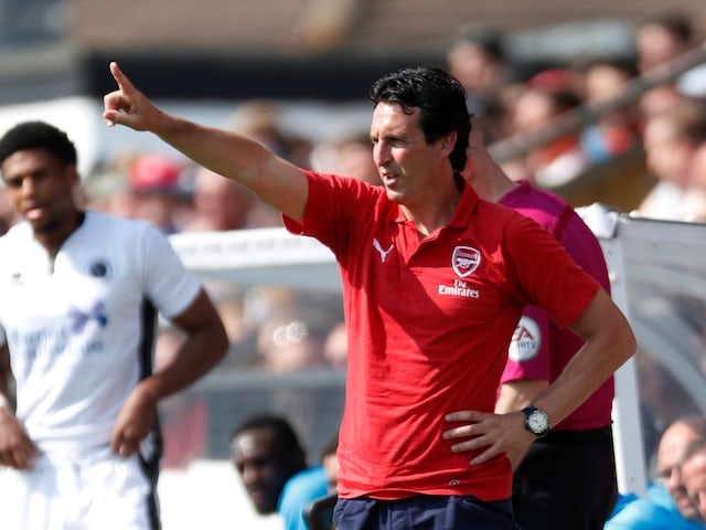 Arsenal manager Unai Emery gives orders from the touchline during a pre-season match in July 2018