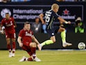 James Milber and Oleksandr Zinchenko in action during the pre-season friendly between Liverpool and Manchester City on July 25, 2018