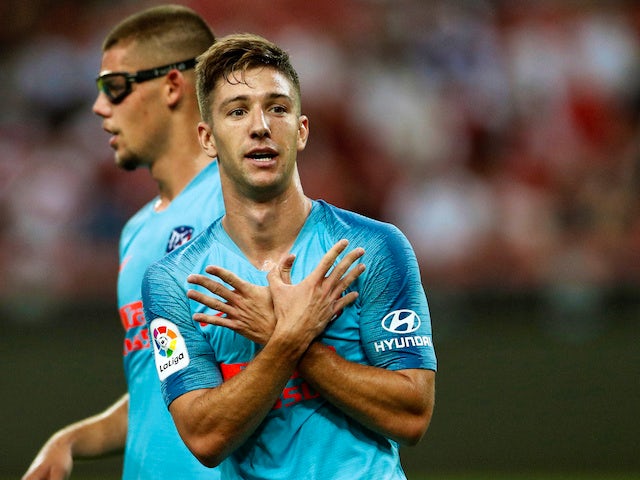 Luciano Vietto celebrates scoring the opener during the pre-season friendly between Arsenal and Atletico Madrid on July 26, 2018