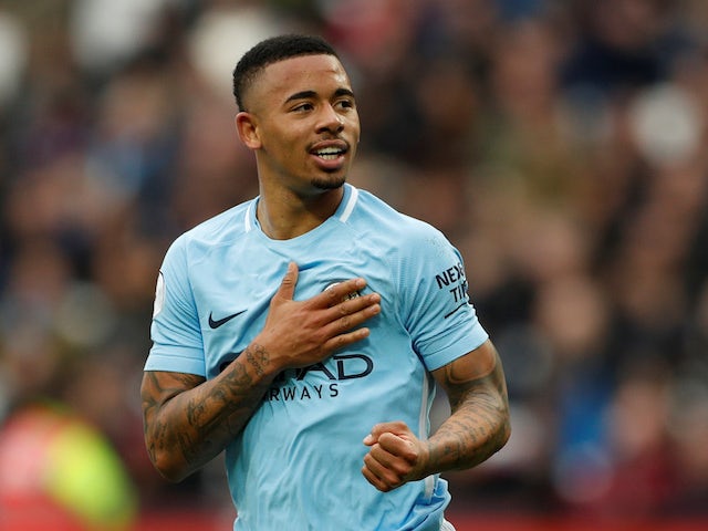 Gabriel Jesus in action for Manchester City on April 29, 2018