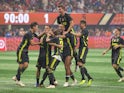 Juventus players celebrate defeating the MLS All-Stars on penalties on August 1, 2018