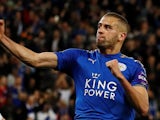 Islam Slimani in action for Leicester City in the EFL Cup on October 24, 2017