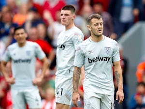 A dejected Jack Wilshere during the Premier League game between Liverpool and West Ham United on August 12, 2018