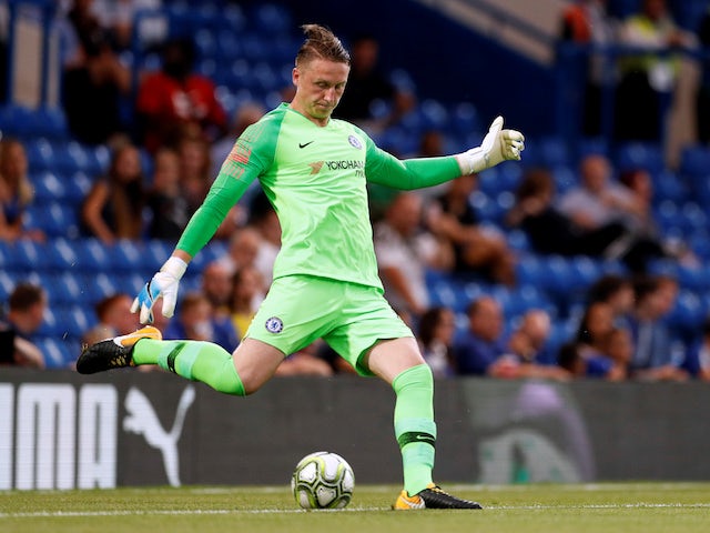 Marcin Bulka in action during the pre-season friendly between Chelsea and Lyon on August 7, 2018
