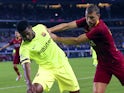 Marlon in action for Barcelona with Roma's Edin Dzeko in pre-season on July 31, 2018
