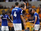 Everton defender Phil Jagielka sees red during his side's Premier League clash with Wolverhampton Wanderers in August 11, 2018