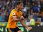 Wolverhampton Wanderers striker Raul Jimenez celebrates equalising during his side's Premier League clash with Everton on August 11, 2018