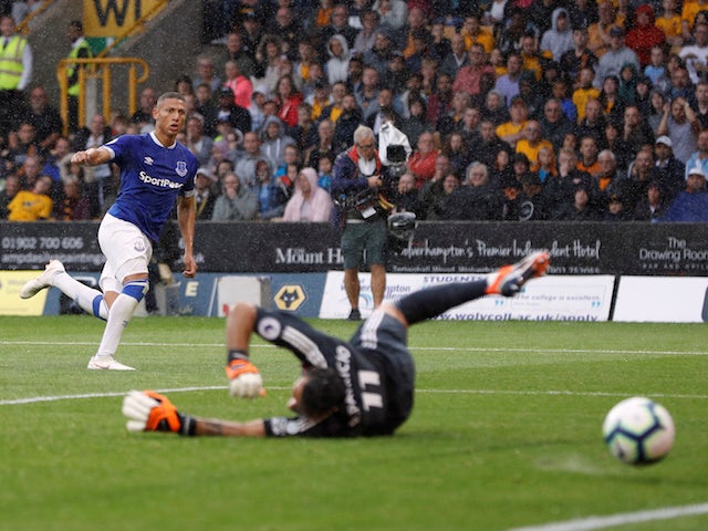 Everton winger Richarlison in action during his side's Premier League clash with Wolverhampton Wanderers in August 11, 2018