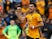 Ruben Neves celebrates scoring a free kick for Wolverhampton Wanderers on August 11, 2018