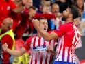 Atletico Madrid striker Diego Costa celebrates after opening the scoring in the UEFA Super Cup match against Real Madrid on August 15, 2018