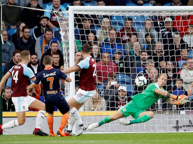 Burnley goalkeeper Joe Hart makes a save during his side's Europa League qualifier with Istanbul Basaksehir on August 16, 2018