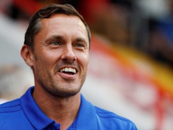 Ipswich Town manager Paul Hurst watches on during his side's EFL Cup first-round clash with Exeter City on August 14, 2018