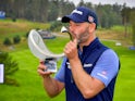 Paul Waring celebrates winning the Nordea Masters in 2018