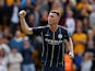 Manchester City defender Aymeric Laporte celebrates scoring the equaliser during his side's Premier League clash with Wolverhampton Wanderers on August 25, 2018