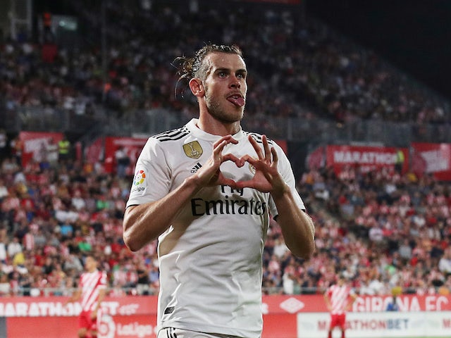 Real Madrid forward Gareth Bale celebrates scoring during his side's La Liga clash with Girona on August 26, 2018
