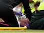 Everton's Michael Keane is stretchered off injured on August 25, 2018