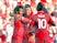 Liverpool striker Mohamed Salah celebrates with Roberto Firmino and Sadio Mane after opening the scoring during his side's Premier League clash with Brighton & Hove Albion on August 25, 2018