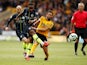 Manchester City attacker Raheem Sterling goes for goal during his side's Premier League clash with Wolverhampton Wanderers on August 25, 2018