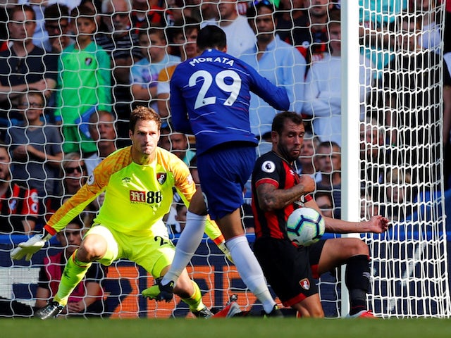 Chelsea striker Alvaro Morata goes for goal during his side's Premier League clash with Bournemouth on September 1, 2018