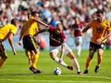 West Ham United striker Marko Arnautovic dribbles with the ball during his side's Premier League clash with Wolverhampton Wanderers on September 1, 2018