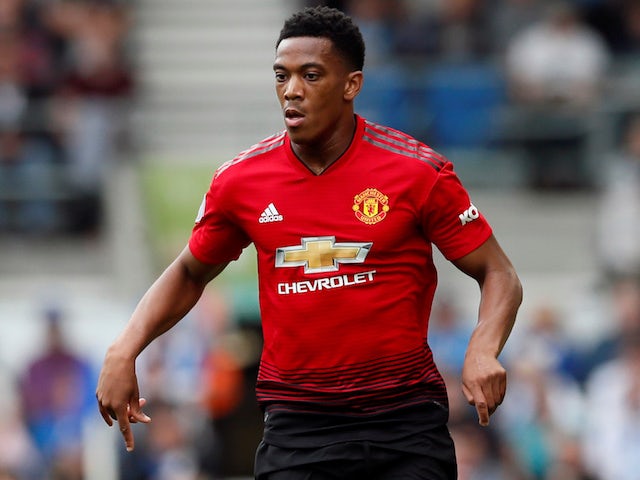 Anthony Martial in action for Manchester United on August 19, 2018