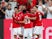 Denmark's Christian Eriksen celebrates with his teammates after scoring his side's opener against Wales on September 9, 2018