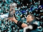 Nick Foles of the Philadelphia Eagles holds the Vince Lombardi trophy aloft in February 2018