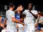 Sol Bamba celebrates his shock opener during the Premier League game between Chelsea and Cardiff City on September 15, 2018
