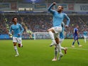 Bernardo Silva celebrates scoring during the Premier League game between Cardiff City and Manchester City on September 22, 2018