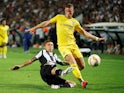 Ross Barkley and Yevhen Khacheridi in action during the Europa League group game between PAOK and Chelsea on September 20, 2018