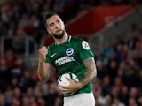 Shane Duffy celebrates pulling one back during the Premier League game between Southampton and Brighton & Hove Albion on September 17, 2018