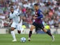 Steven Bergwijn and Philippe Coutinho in action during the Champions League group game between Barcelona and PSV Eindhoven on September 18, 2018