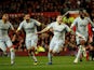 Jack Marriott celebrates scoring late on during the EFL Cup third-round game between Manchester United and Derby County on September 25, 2018