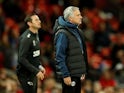 Jose Mourinho and Frank Lampard on the touchline during the EFL Cup third-round game between Manchester United and Derby County on September 25, 2018