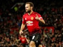 Juan Mata celebrates scoring during the EFL Cup third-round game between Manchester United and Derby County on September 25, 2018