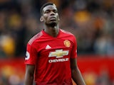 Paul Pogba reacts while in action for Manchester United on September 22, 2018