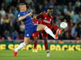 Ross Barkley in action with Naby Keita during the EFL Cup clash between Chelsea and Liverpool on September 26, 2018