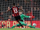 Callum Wilson's shot is saved by Wayne Hennessey during the Premier League game between Bournemouth and Crystal Palace on October 1, 2018
