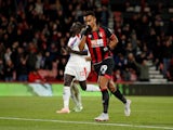 Junior Stanislas celebrates scoring from the spot during the Premier League game between Bournemouth and Crystal Palace on October 1, 2018
