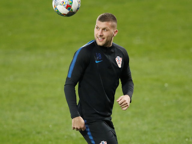 Ante Rebic during a Croatia training session on October 11, 2018