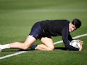 Harry Maguire in action during an England training session on October 9, 2018