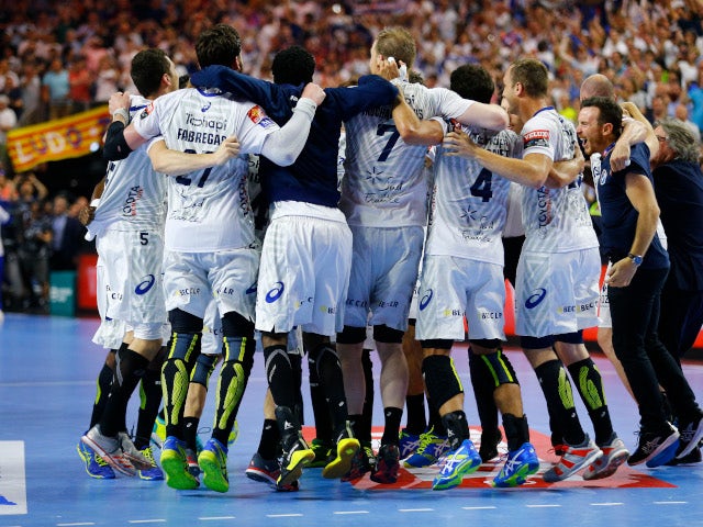 Montpellier handball team celebrating winning EHF Champions League in May 2018.